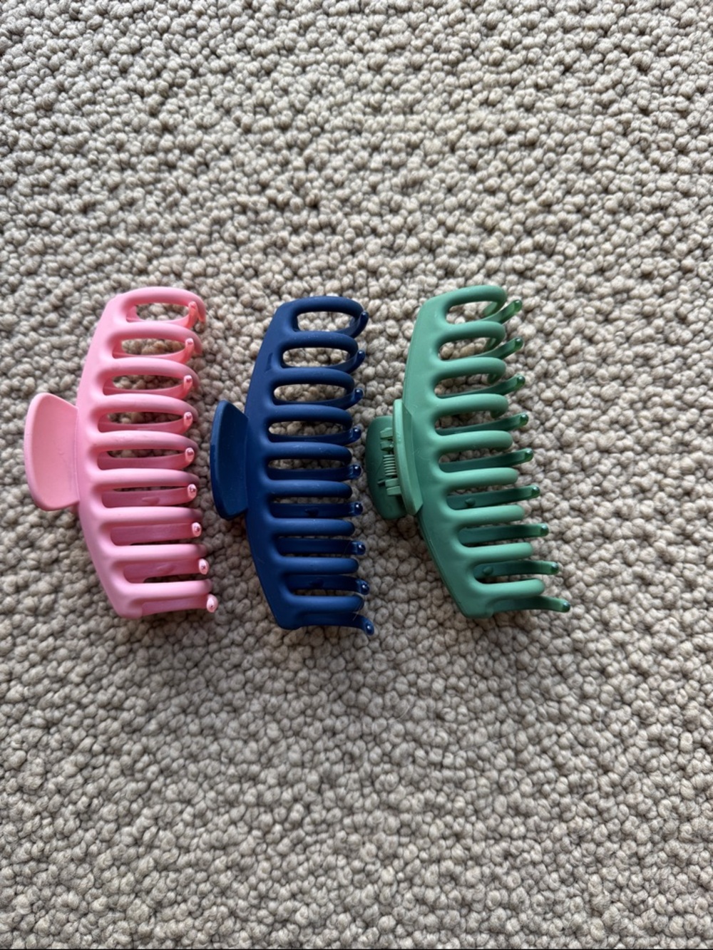Set of 3 Large Matte Hair Claw Clips - Pink, Navy, Mint